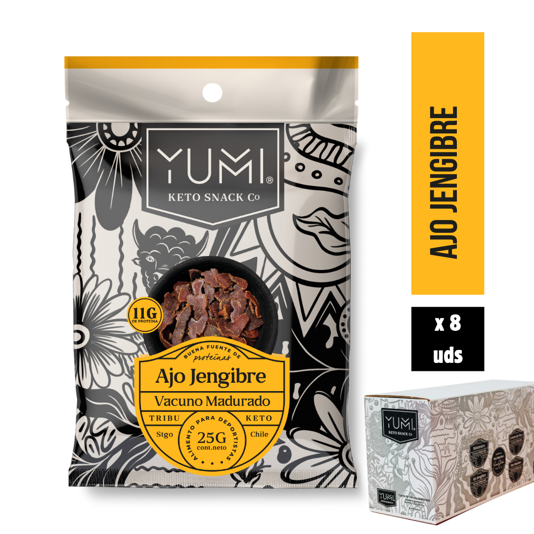 「Yum! Yum! Yum!」 Goma Yumi Snack Ajo Jengibre 25g – Yumi Snacks